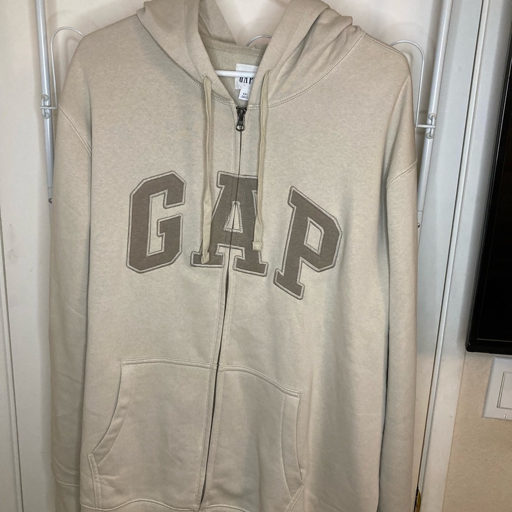 GAP Beige Zip-Up Hoodie size 2XL